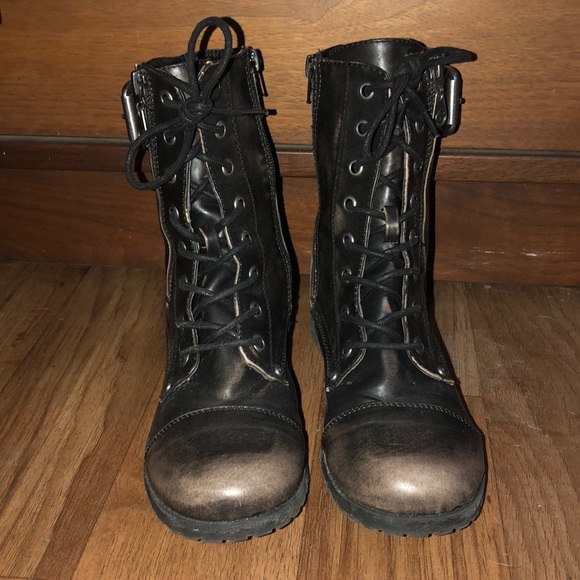 Guess Shoes - Guess Faux Leather Combat Boots